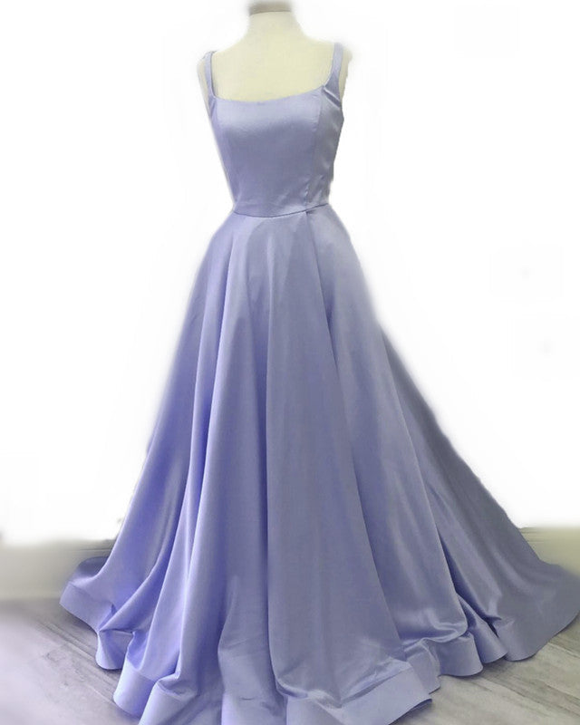 Spaghetti Straps Ball Gown Satin Prom Dresses