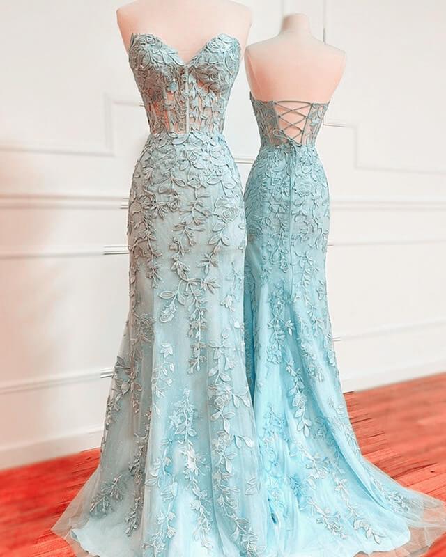 Mermaid Sweetheart Corset Lace Prom Dress - RongMoon