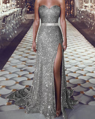 Sequins Mermaid Sweetheart Split Dresses