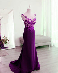 Mermaid V Neck Prom Dresses Lace Open Back