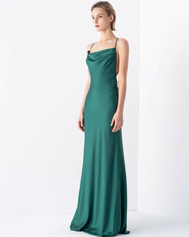Sexy Mermaid Prom Dresses Cowl Neck Open Back