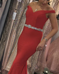 Mermaid Ruffles Dresses Off The Shoulder Crystal Beaded