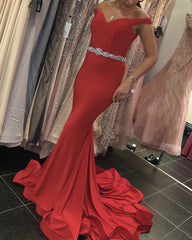 Mermaid Ruffles Dresses Off The Shoulder Crystal Beaded