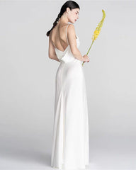 Beach Slip Wedding Dresses Open Back