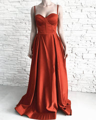 Long Corset Prom Dresses Satin Sweetheart Spaghetti Straps