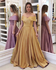 Long Satin Prom Dresses Off Shoulder