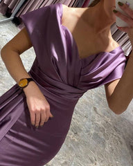 Long Mauve Sheath Prom Dresses