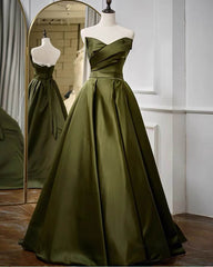 Long Olive Green Strapless Dress