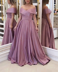 Long Satin Prom Dresses Off Shoulder