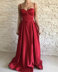 Long Corset Prom Dresses Satin Sweetheart Spaghetti Straps