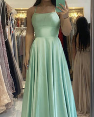 Long Simple Sage Green Satin Dress