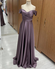 Elegant Ruched Satin Off The Shoulder Split Dresses