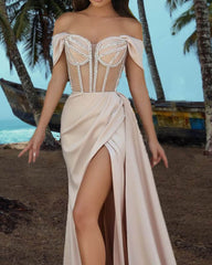 Mermaid Corset Off The Shoulder Split Dress