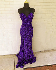 Mermaid Strapless Split Sequin Dress