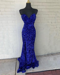 Mermaid Strapless Split Sequin Dress