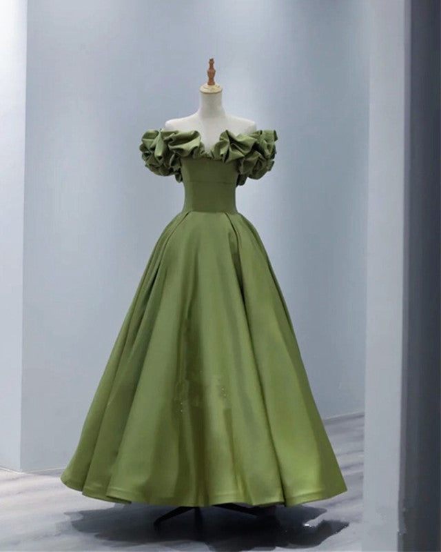 Ruffles Sleeves Satin Midi Bridesmaid Dresses