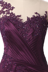 Elegant Plus Size Mermaid Long Sleeves Floor-length Prom Dress with Lace Appliques
