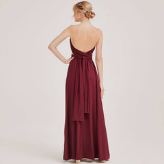 Burgundy Infinity Wrap Bridesmaid Dresses Endless Way Convertible Maxi Dress - RongMoon