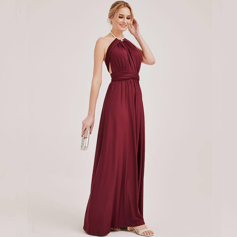 Burgundy Infinity Wrap Bridesmaid Dresses Endless Way Convertible Maxi Dress - RongMoon