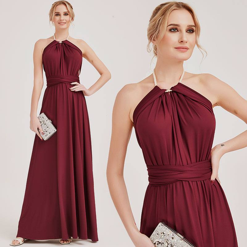 Burgundy Infinity Wrap Bridesmaid Dresses Endless Way Convertible Maxi Dress - RongMoon