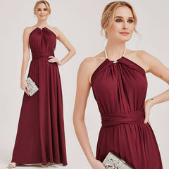 Wine Red Multiway Wrap Bandage Endless Way Convertible Bridesmaid Dress - RongMoon