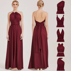Burgundy Infinity Wrap Bridesmaid Dresses Endless Way Convertible Maxi Dress - RongMoon