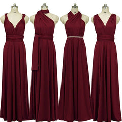 Wine Red Multiway Wrap Bandage Endless Way Convertible Bridesmaid Dress - RongMoon