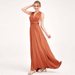 Burnt Orange Infinity Gown Wrap Bridesmaid Dress - RongMoon