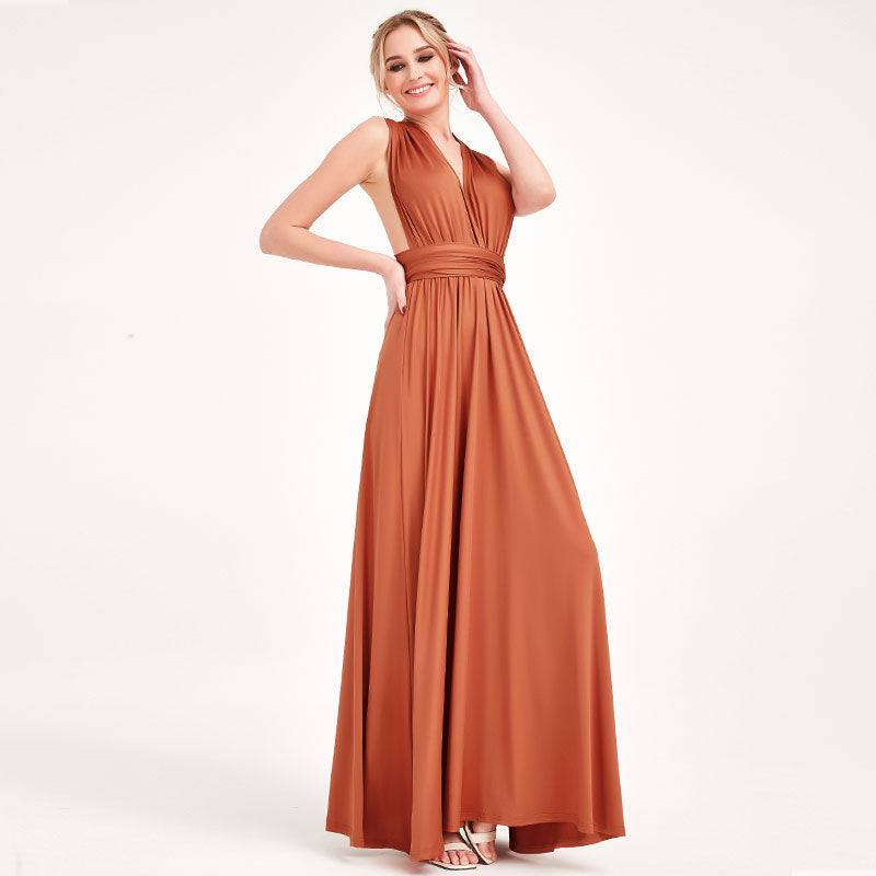 Burnt Orange Infinity Gown Wrap Bridesmaid Dress - RongMoon