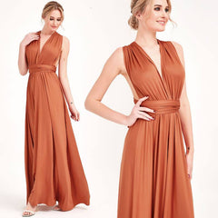 Burnt Orange Infinity Gown Wrap Bridesmaid Dress - RongMoon