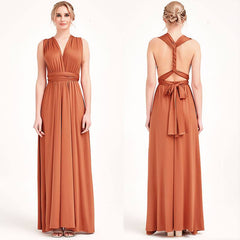 Burnt Orange Infinity Gown Wrap Bridesmaid Dress - RongMoon