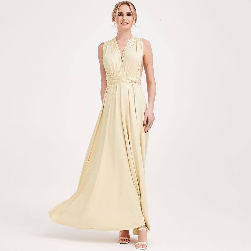 [Final Sale] Light Champagne Infinity Wrap Bridesmaid Dresses Endless Way Convertible Maxi Dress - RongMoon