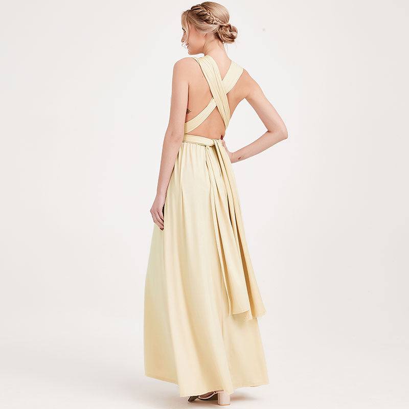 [Final Sale] Light Champagne Infinity Wrap Bridesmaid Dresses Endless Way Convertible Maxi Dress - RongMoon