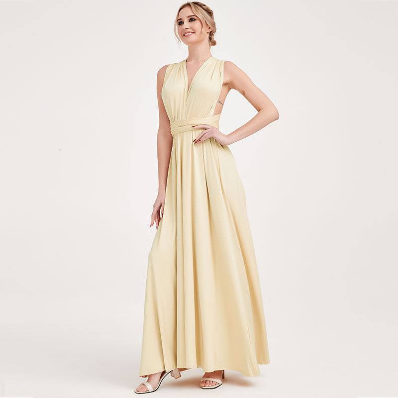 [Final Sale] Light Champagne Infinity Wrap Bridesmaid Dresses Endless Way Convertible Maxi Dress - RongMoon