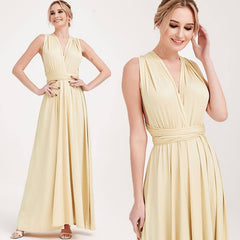 [Final Sale] Light Champagne Infinity Wrap Bridesmaid Dresses Endless Way Convertible Maxi Dress - RongMoon