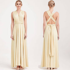 [Final Sale] Light Champagne Infinity Wrap Bridesmaid Dresses Endless Way Convertible Maxi Dress - RongMoon