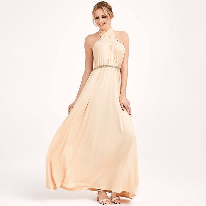 Champagne Gold Infinity Wrap Bridesmaid Dresses Endless Way Convertible Maxi Dress - RongMoon
