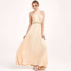 Champagne Gold Infinity Wrap Bridesmaid Dresses Endless Way Convertible Maxi Dress - RongMoon