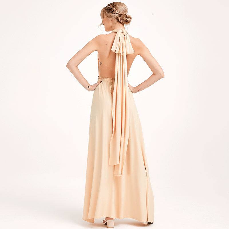 Champagne Gold Infinity Wrap Bridesmaid Dresses Endless Way Convertible Maxi Dress - RongMoon