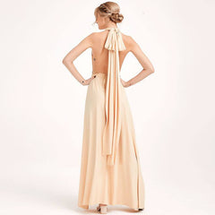 Champagne Gold Infinity Wrap Bridesmaid Dresses Endless Way Convertible Maxi Dress - RongMoon