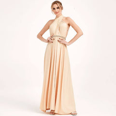Champagne Infinity Wrap Bridesmaid Dresses Versatile Convertible Maxi Dress - RongMoon
