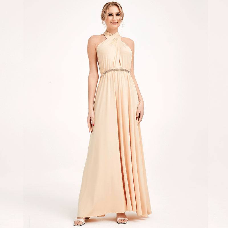 Champagne Infinity Wrap Bridesmaid Dresses Versatile Convertible Maxi Dress - RongMoon