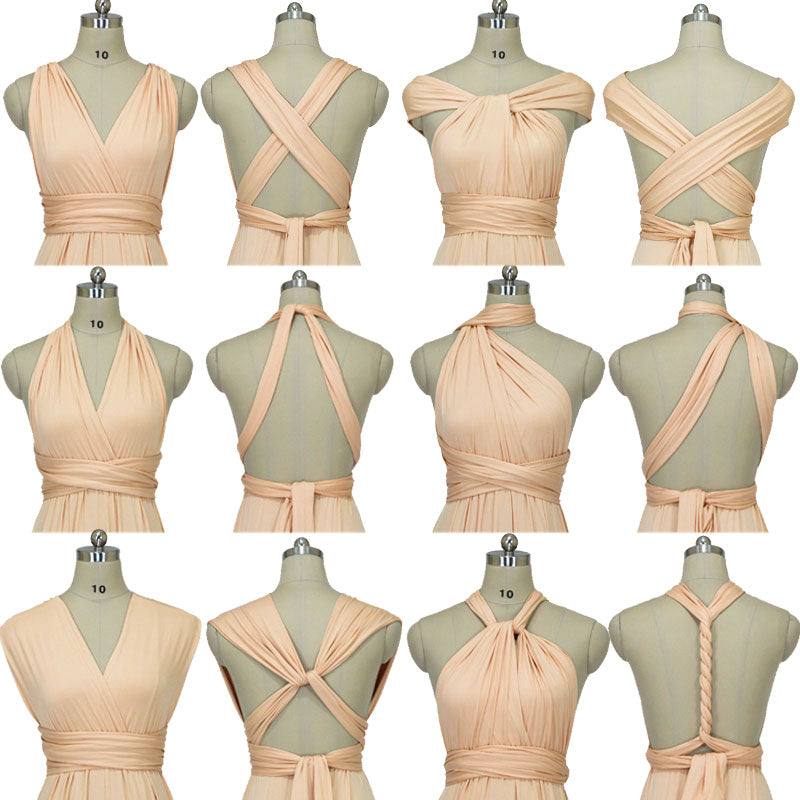 Champagne Gold Infinity Wrap Bridesmaid Dresses Endless Way Convertible Maxi Dress - RongMoon
