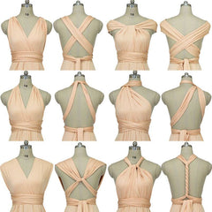 Champagne Gold Infinity Wrap Bridesmaid Dresses Endless Way Convertible Maxi Dress - RongMoon