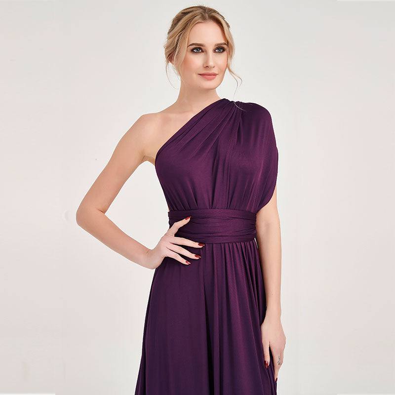 Dark Purple Wrap-around Bridesmaid Dresses Endless Way Convertible Maxi Dress - RongMoon