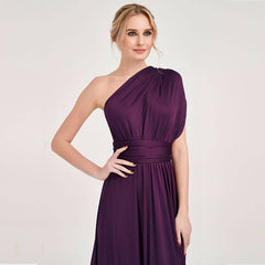 Dark Purple Wrap-around Bridesmaid Dresses Endless Way Convertible Maxi Dress - RongMoon