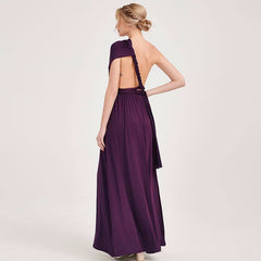 Dark Purple Wrap-around Bridesmaid Dresses Endless Way Convertible Maxi Dress - RongMoon