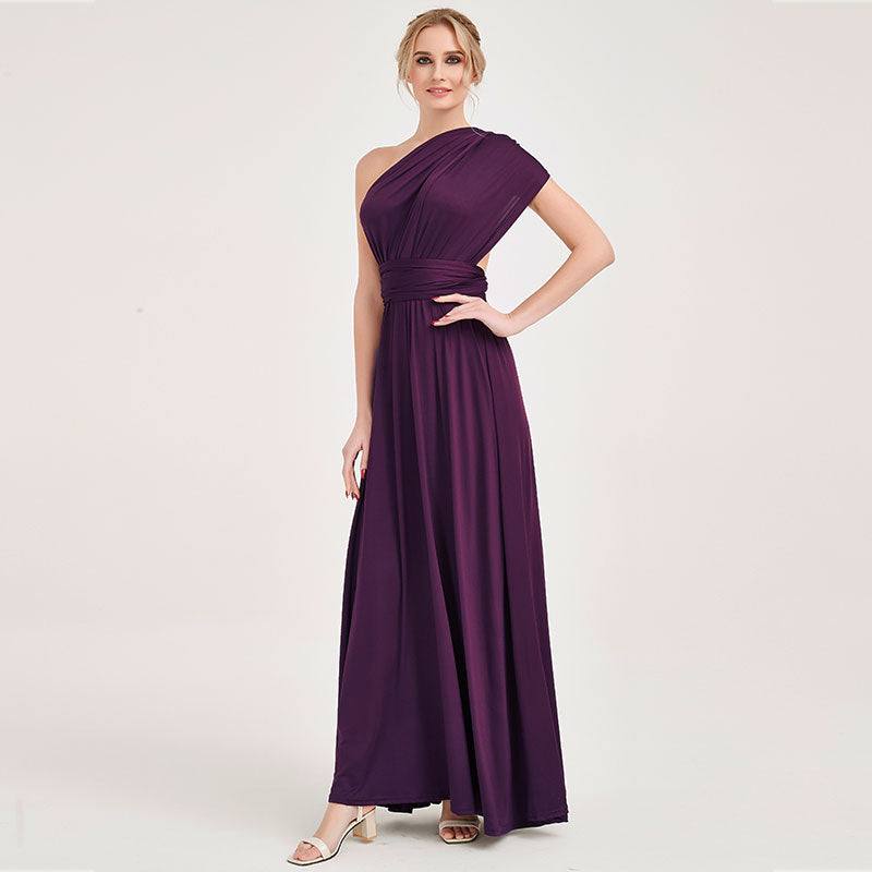 Dark Purple Wrap-around Bridesmaid Dresses Endless Way Convertible Maxi Dress - RongMoon