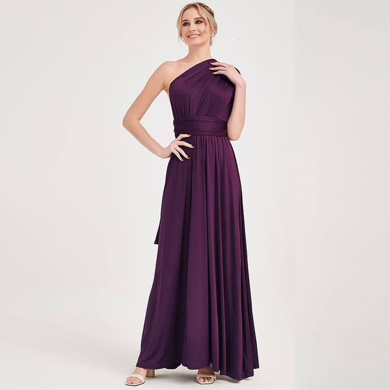 Dark Purple Wrap-around Bridesmaid Dresses Endless Way Convertible Maxi Dress - RongMoon