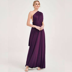 Dark Purple Wrap-around Bridesmaid Dresses Endless Way Convertible Maxi Dress - RongMoon